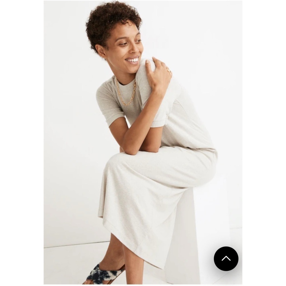 MADEWELL Minimalist Relaxed Everyday Midi Tee Dress in Oatmeal Size XS